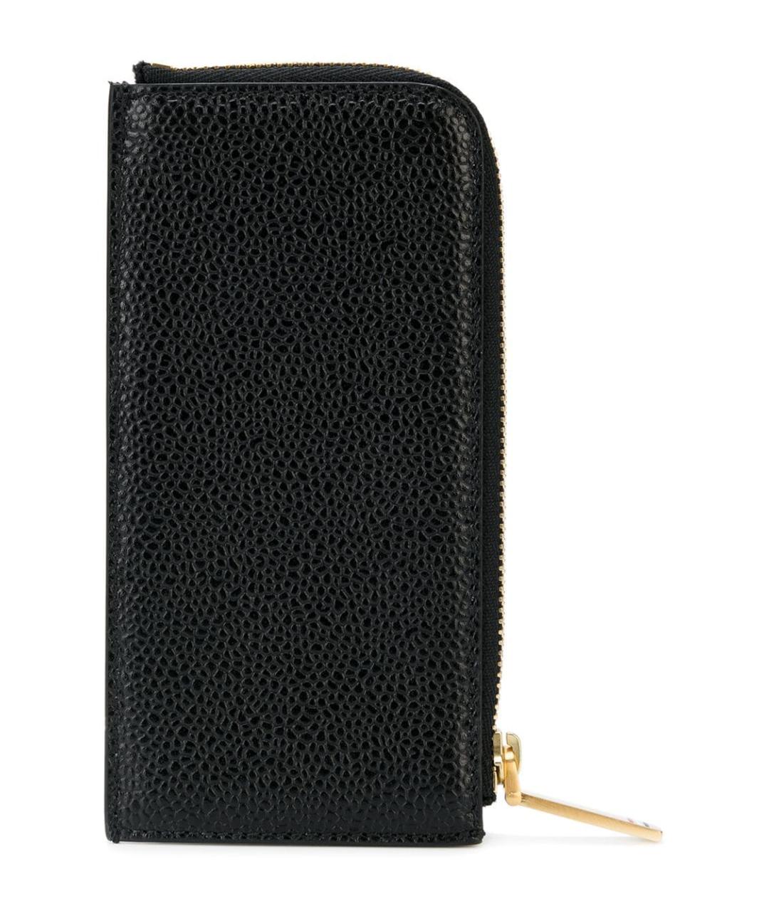 THOM BROWNE Черный кожаный кошелек, фото 2