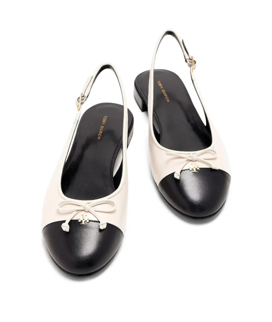 TORY BURCH Белые кожаные балетки, фото 2