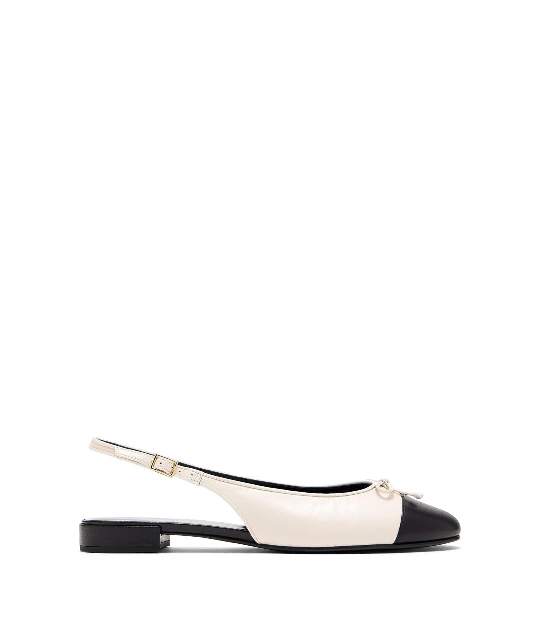 TORY BURCH Белые кожаные балетки, фото 1