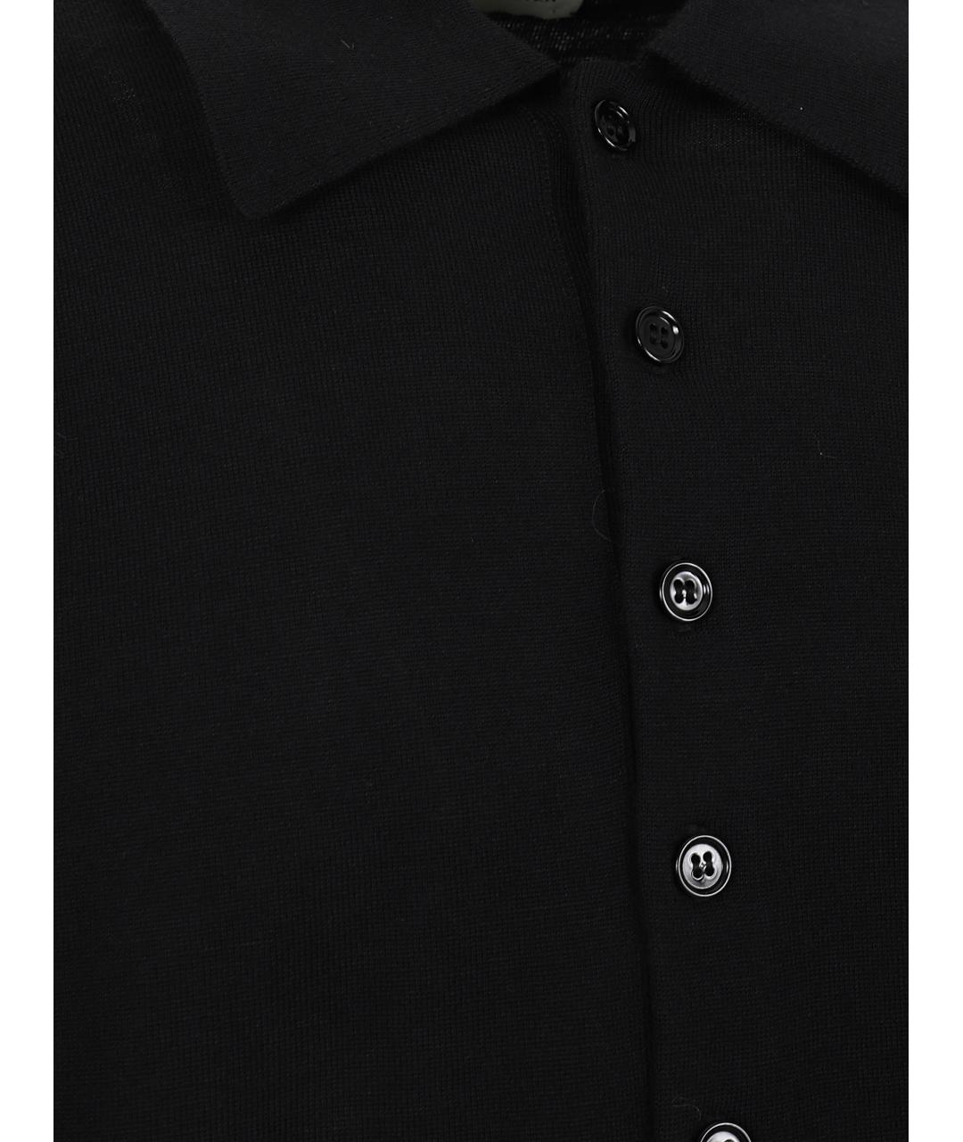 DRIES VAN NOTEN Черное хлопковое поло с длинным рукавом, фото 3