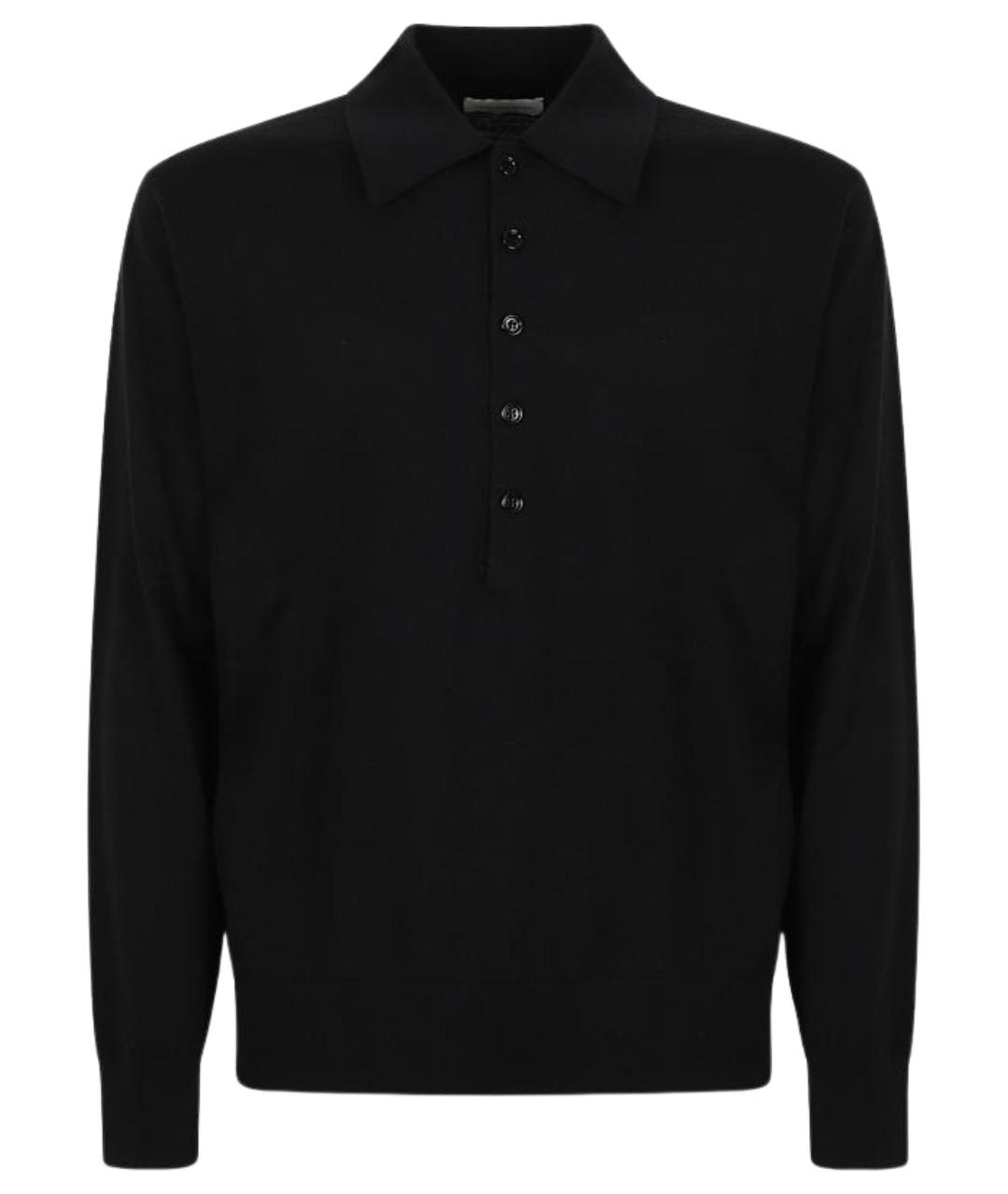 DRIES VAN NOTEN Черное хлопковое поло с длинным рукавом, фото 1