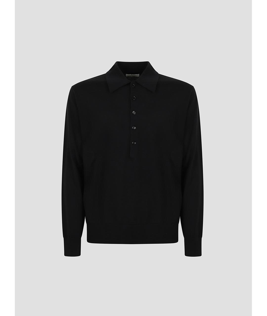 DRIES VAN NOTEN Черное хлопковое поло с длинным рукавом, фото 4