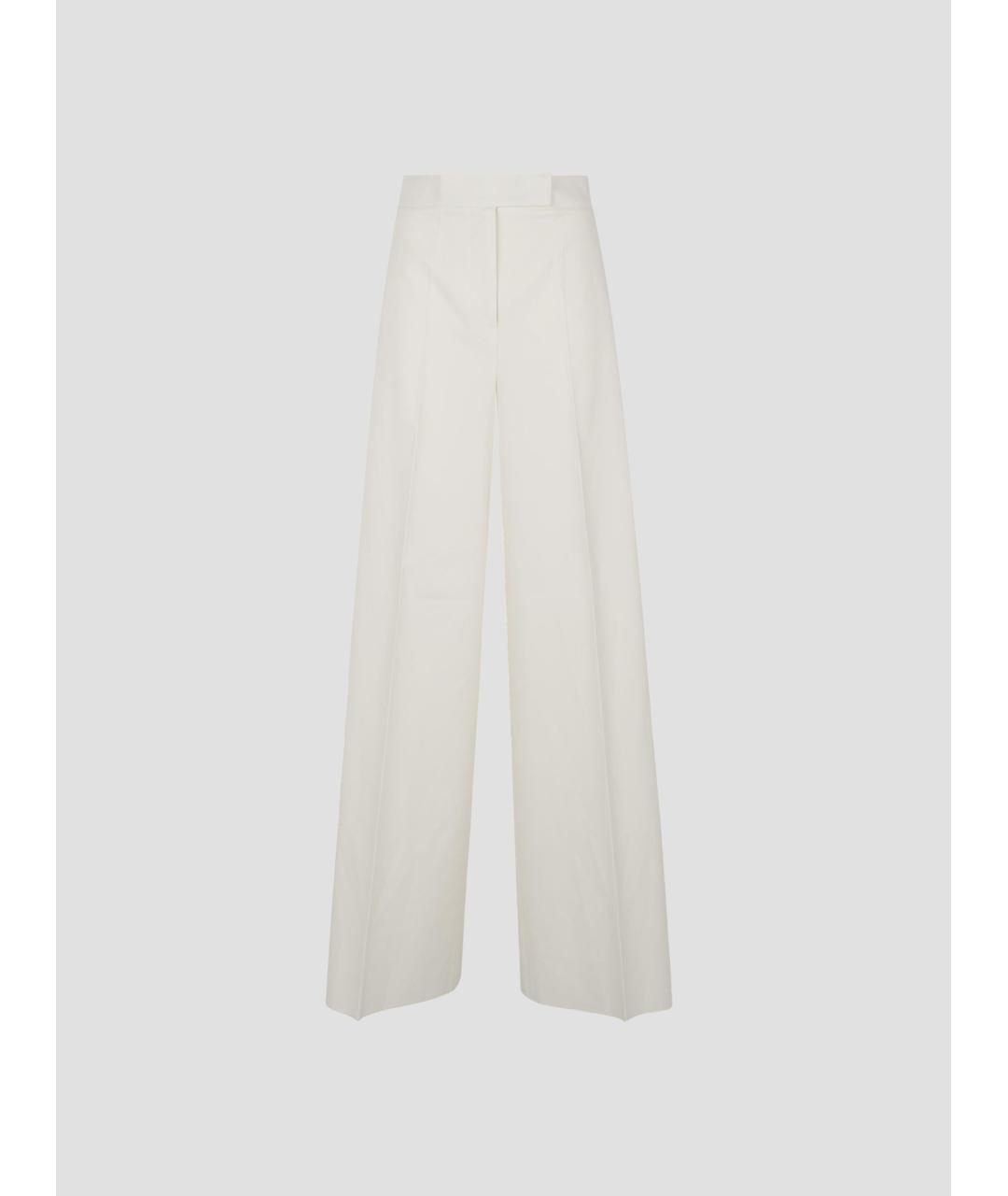 MAX MARA Белые хлопковые прямые брюки, фото 4