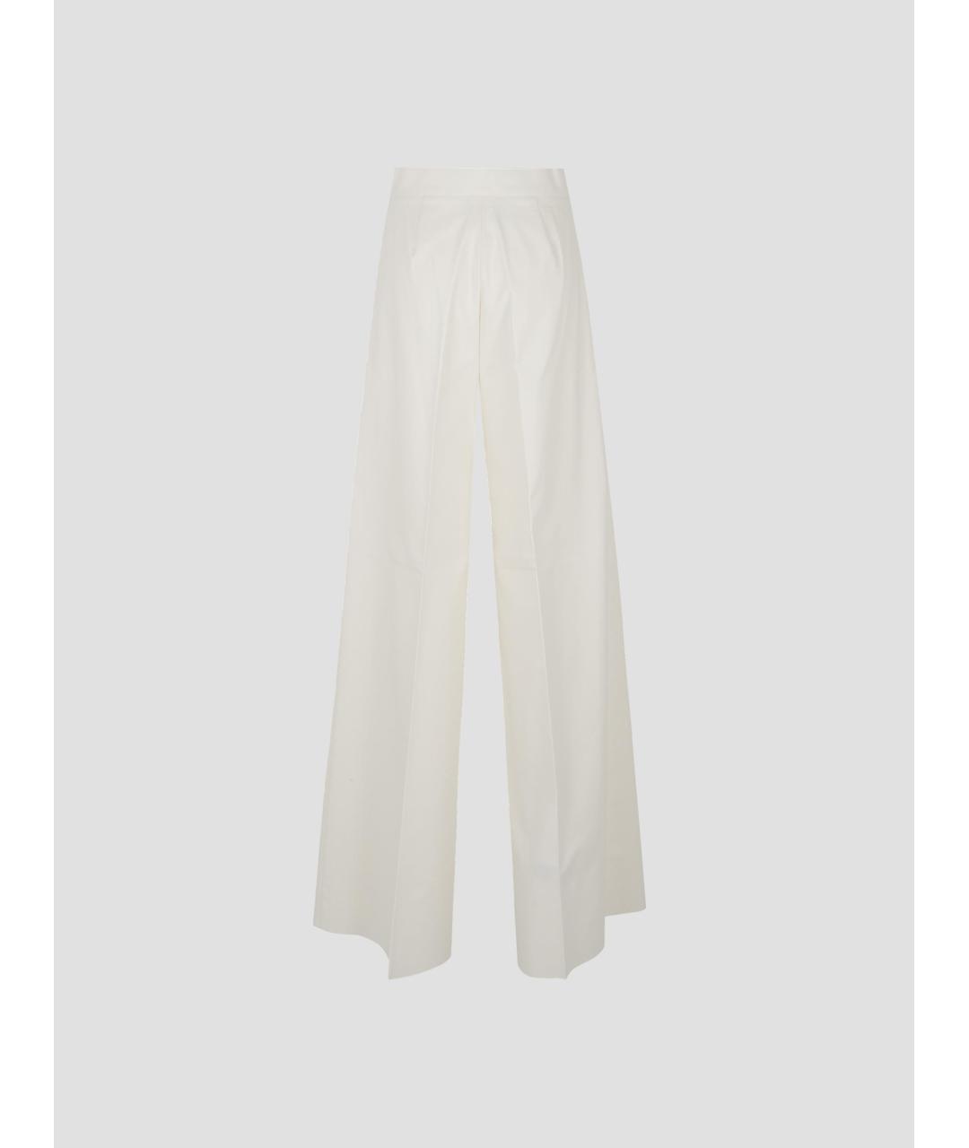 MAX MARA Белые хлопковые прямые брюки, фото 3