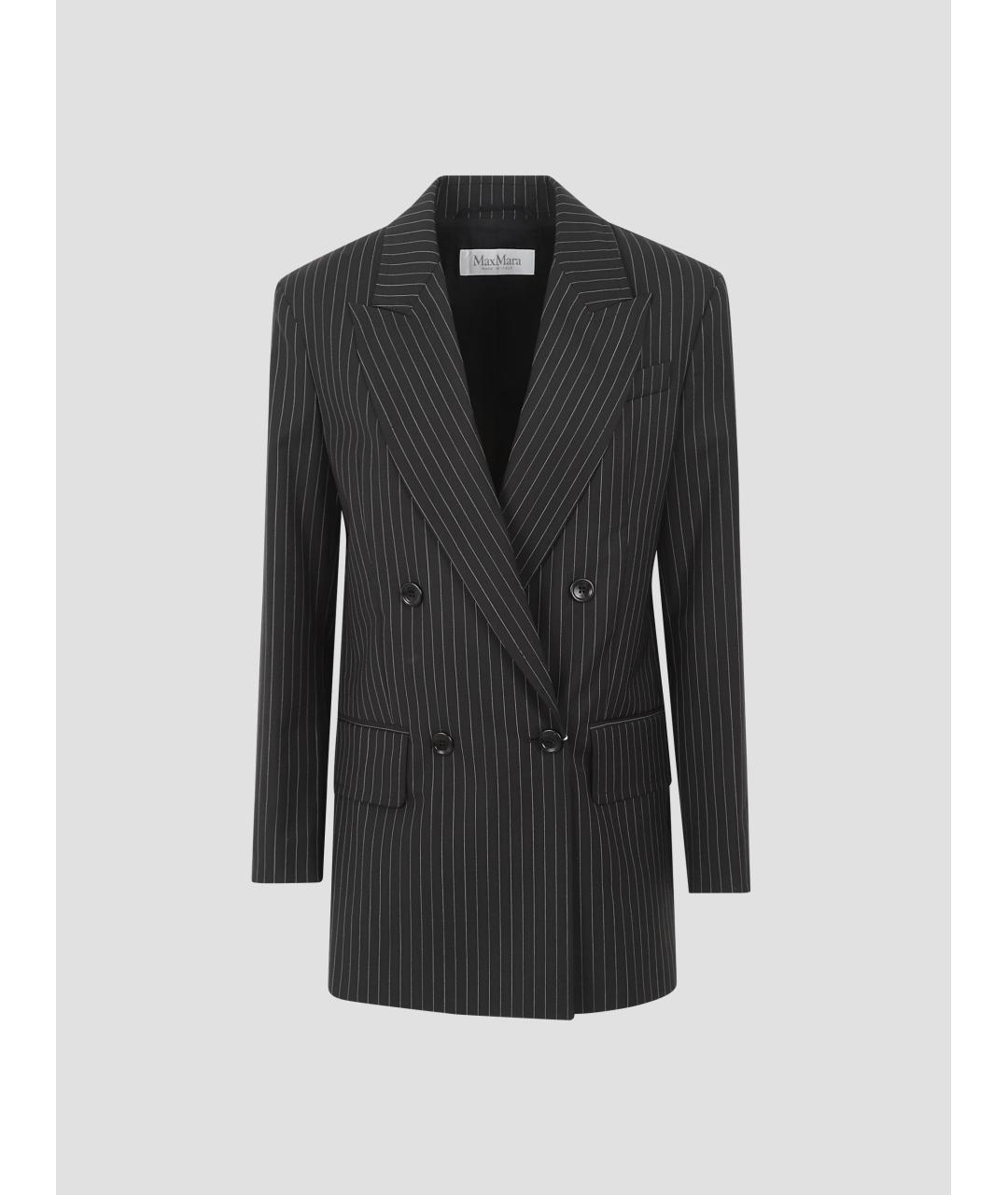 MAX MARA Черный шерстяной жакет/пиджак, фото 4