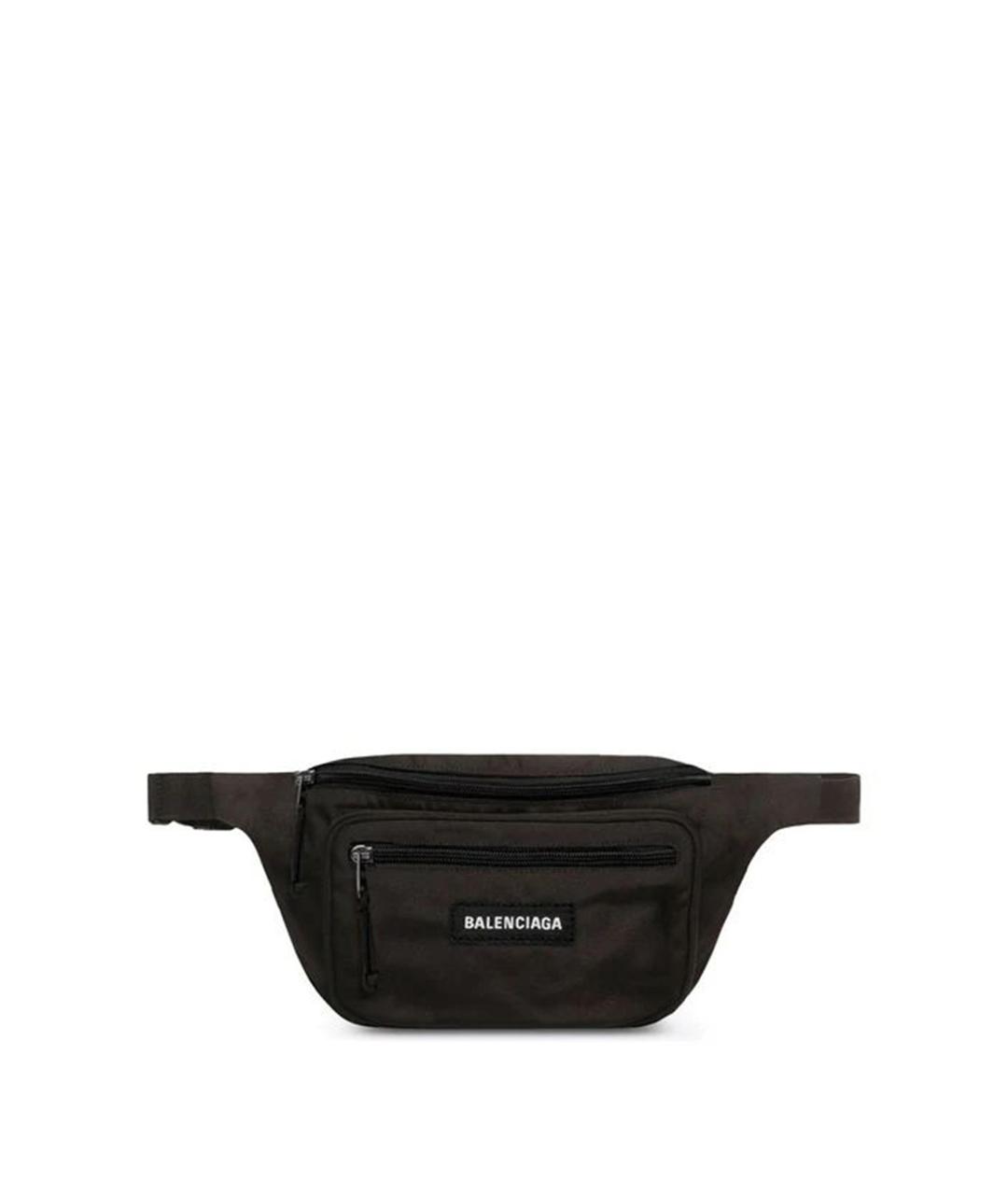 BALENCIAGA Черная синтетическая поясная сумка, фото 1