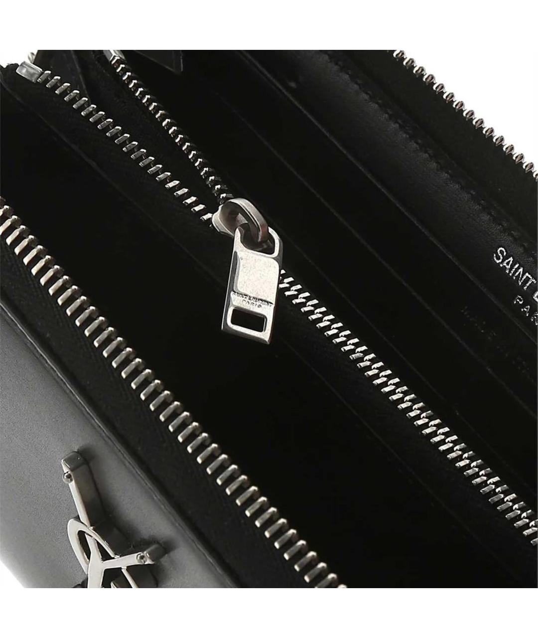 SAINT LAURENT Черный кожаный кошелек, фото 3