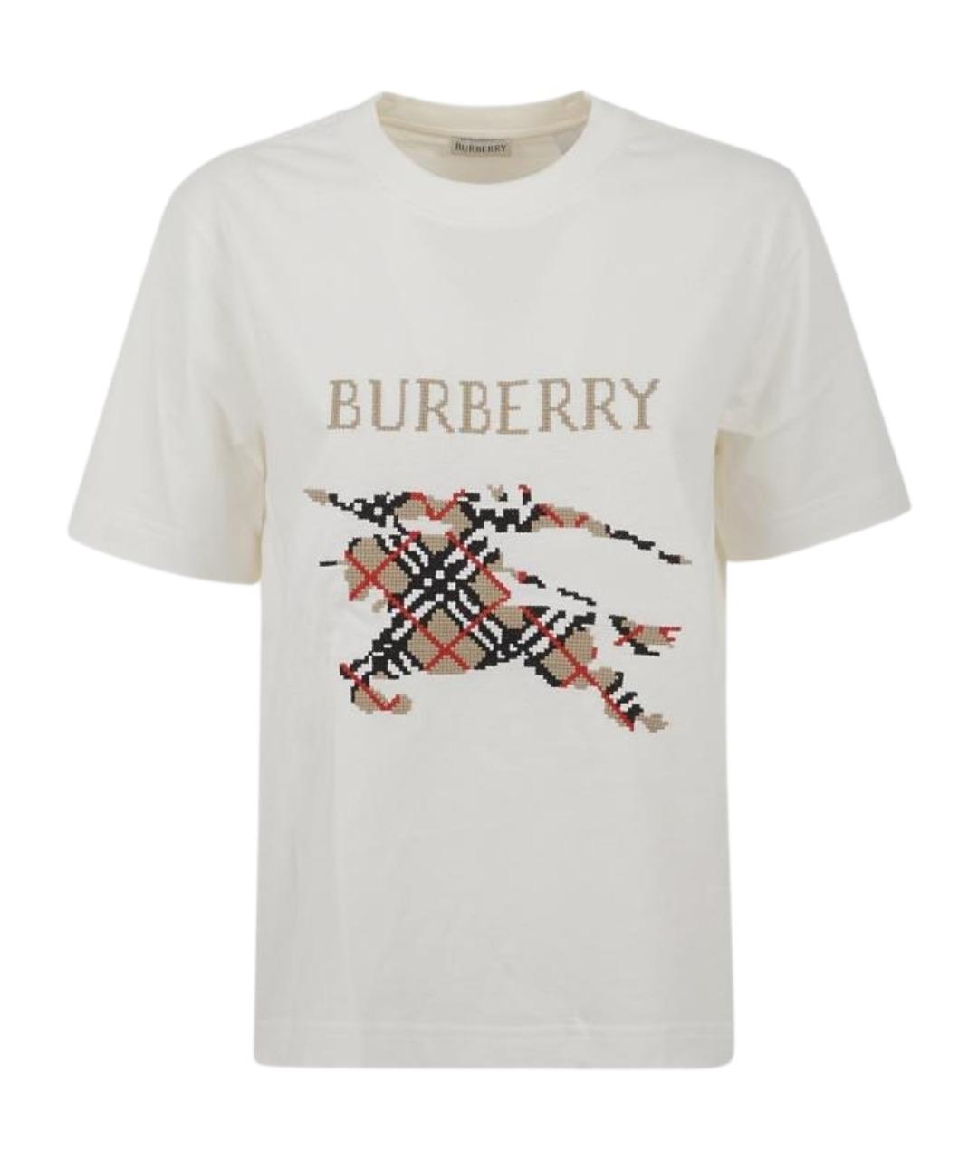 BURBERRY Белая хлопковая футболка, фото 1