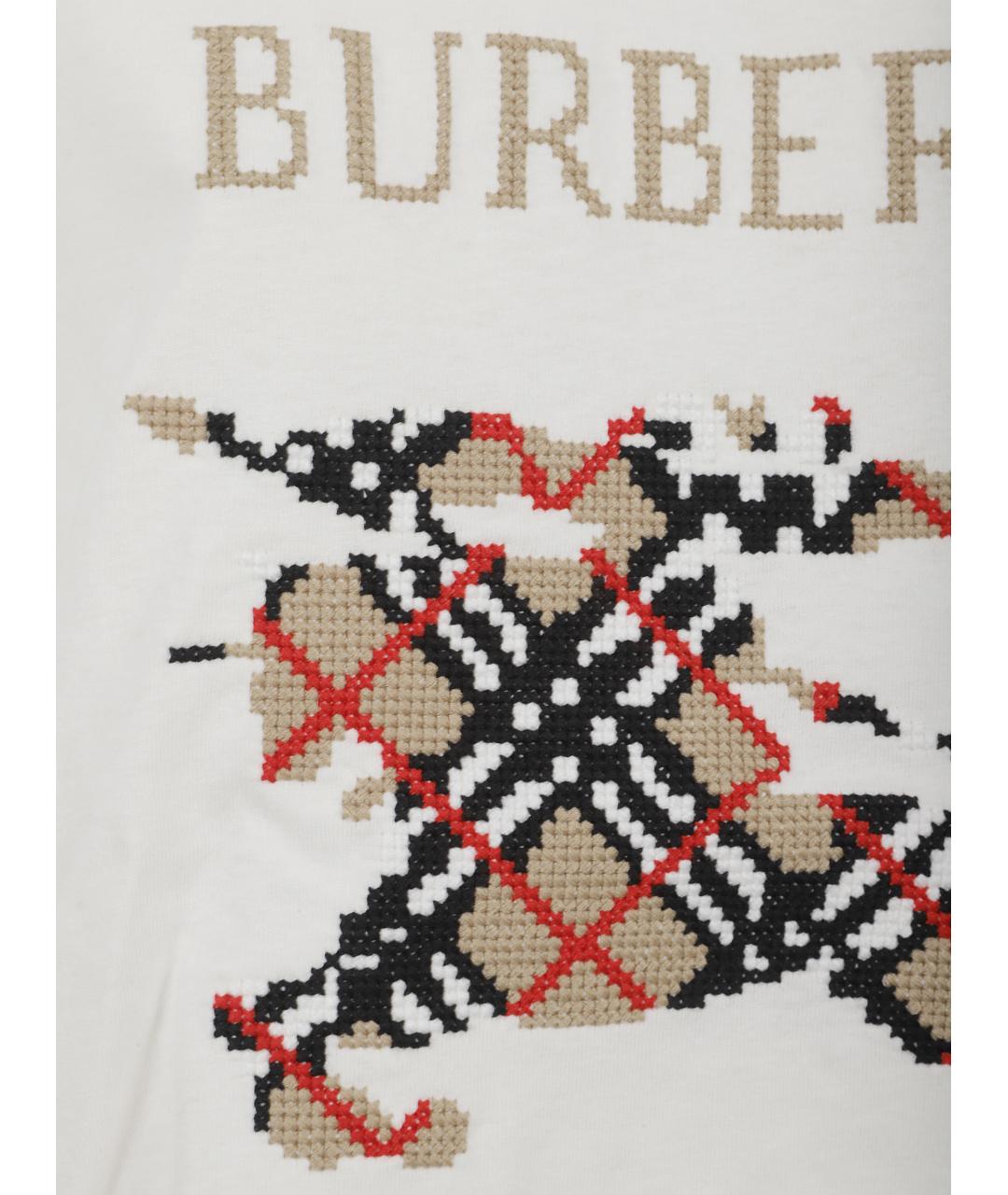 BURBERRY Белая хлопковая футболка, фото 3