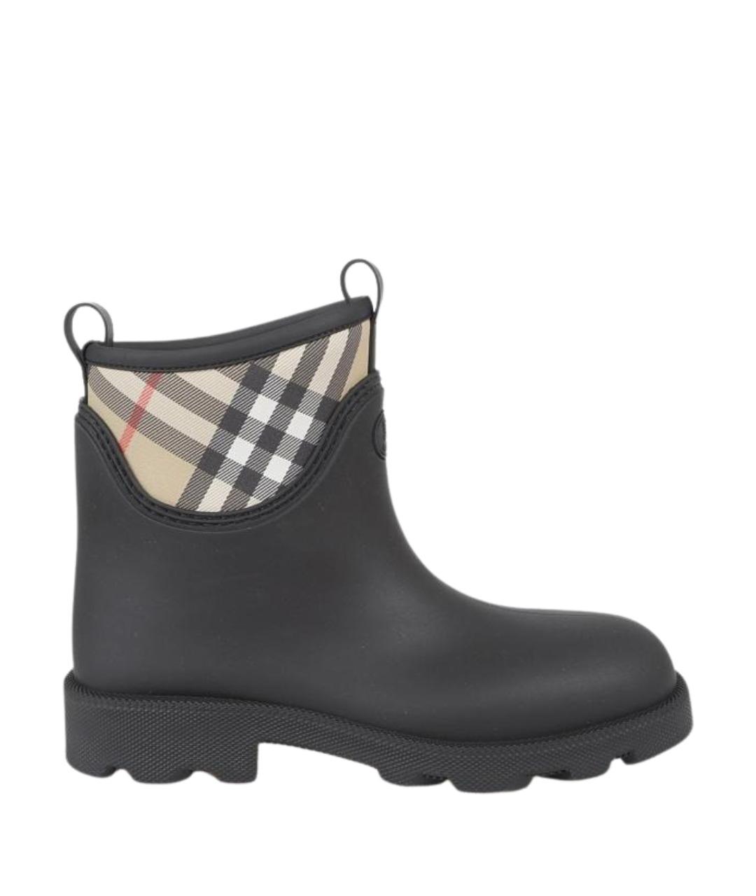 BURBERRY Черные резиновые высокие ботинки, фото 1