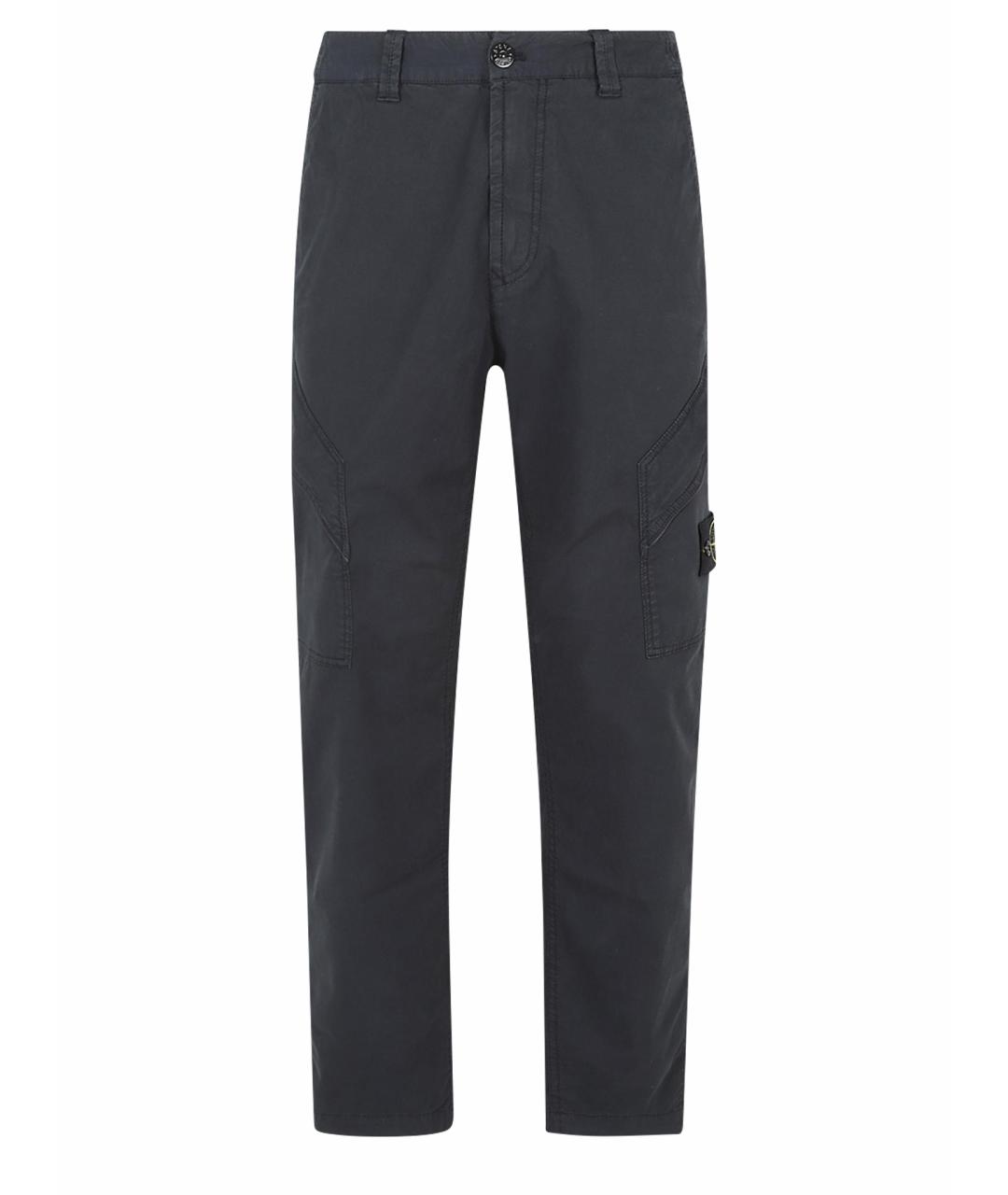 STONE ISLAND Темно-синие хлопковые повседневные брюки, фото 1