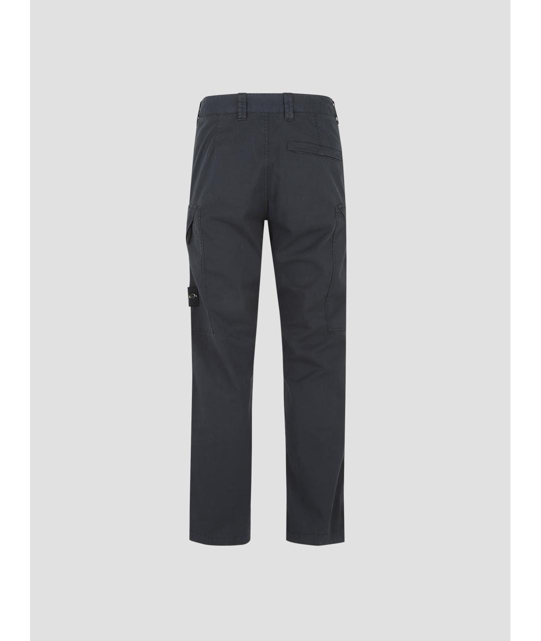 STONE ISLAND Темно-синие хлопковые повседневные брюки, фото 3