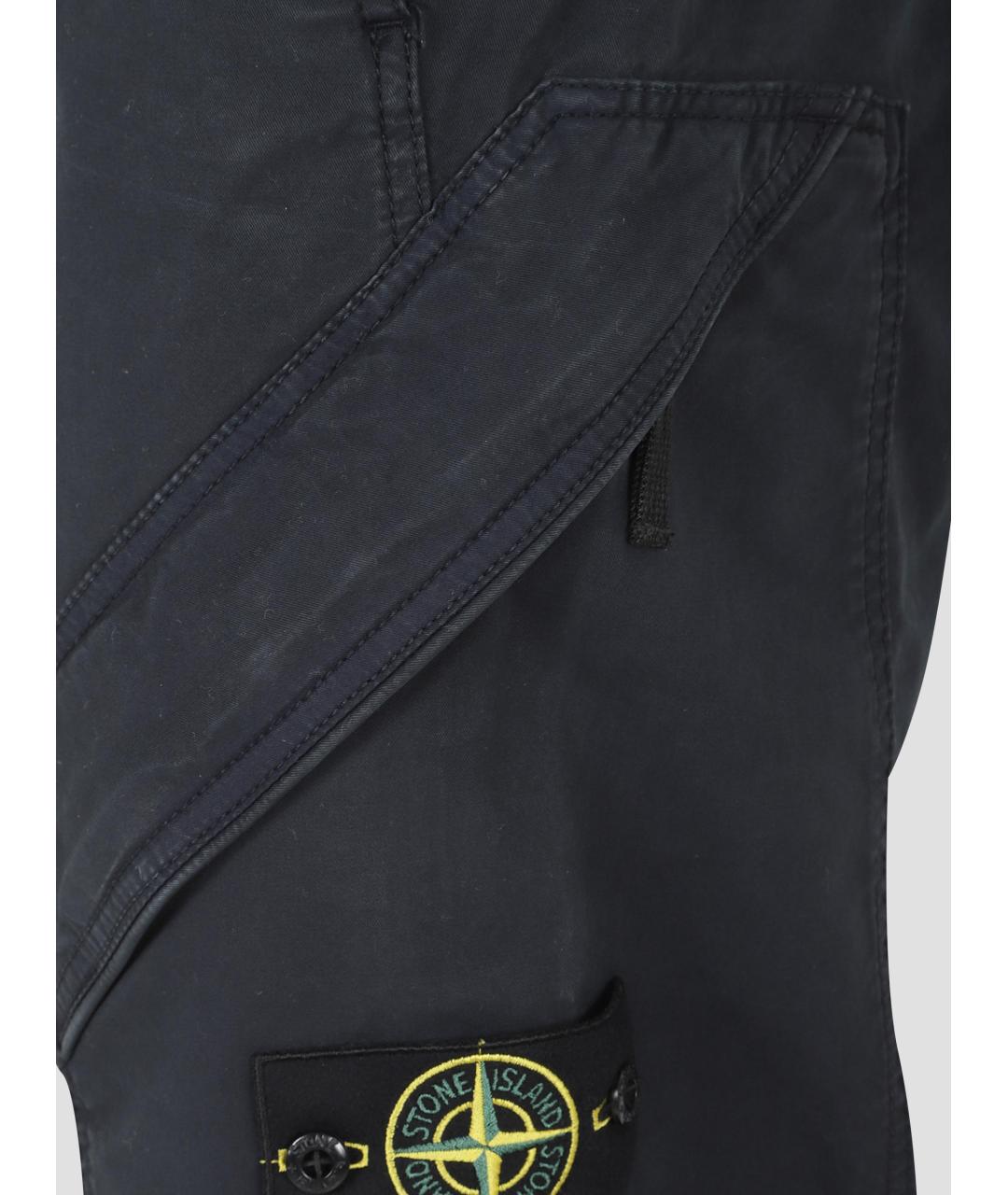 STONE ISLAND Темно-синие хлопковые повседневные брюки, фото 2