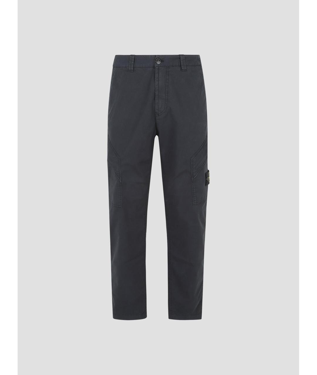 STONE ISLAND Темно-синие хлопковые повседневные брюки, фото 4