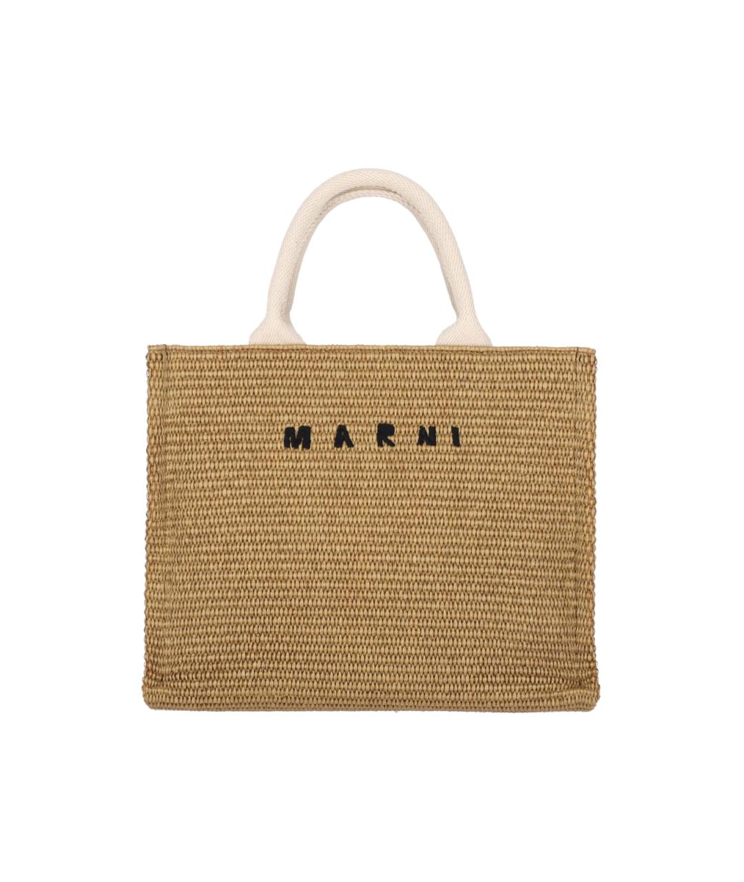 MARNI Бежевая пелетеная сумка тоут, фото 1