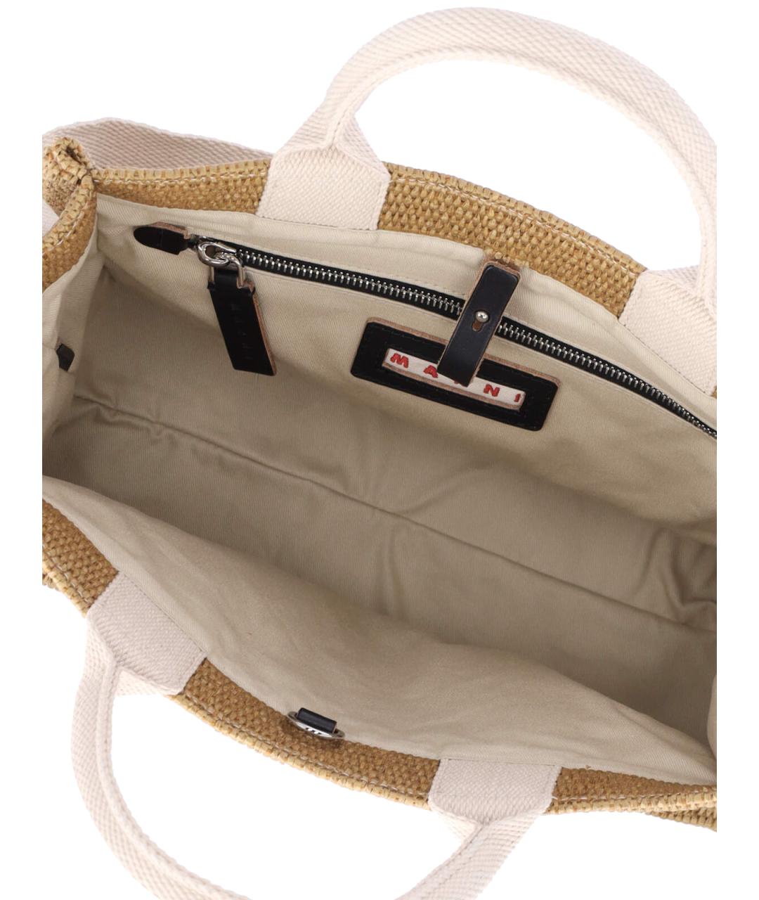 MARNI Бежевая пелетеная сумка тоут, фото 4