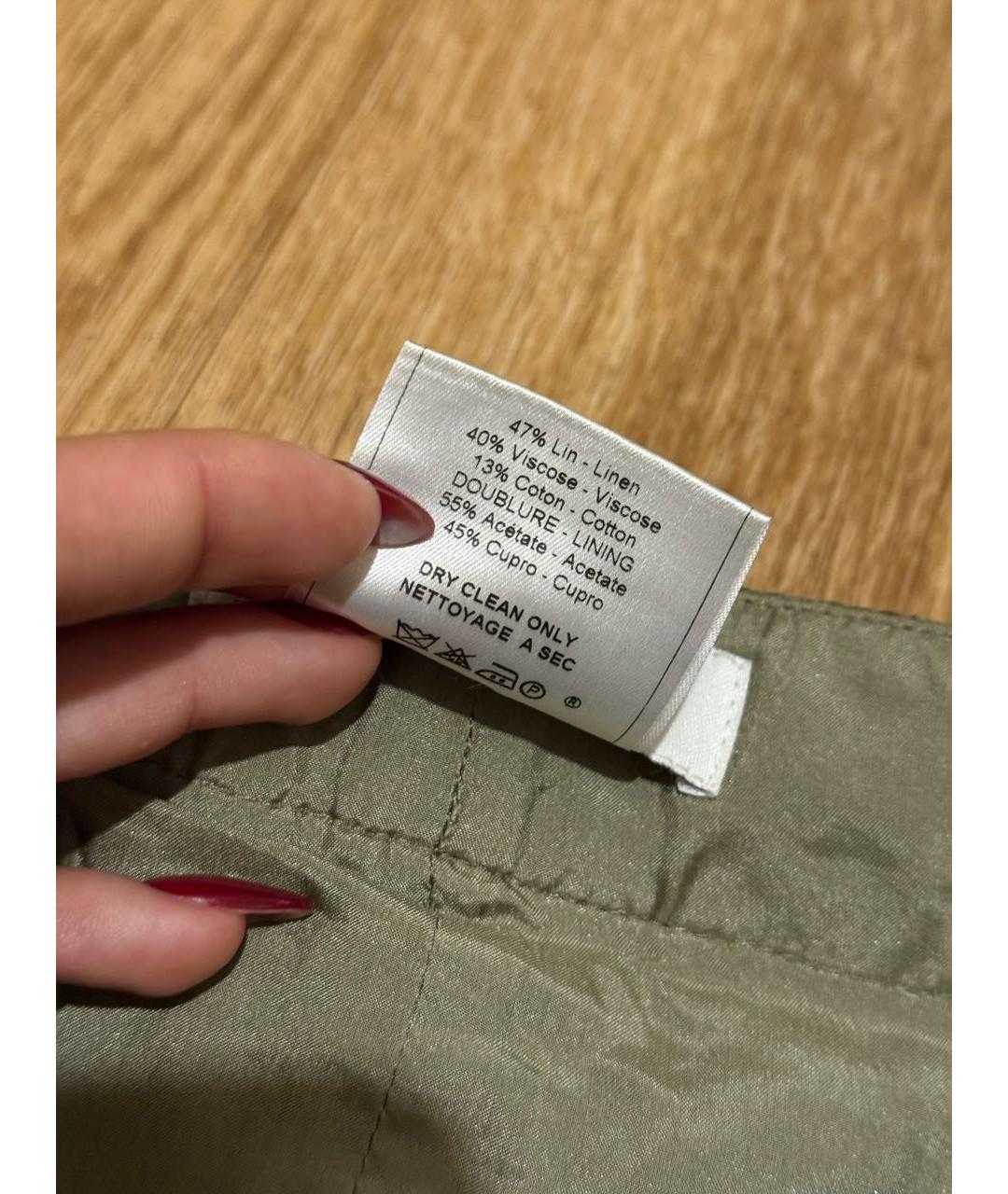 CHRISTIAN DIOR Хаки льняные брюки широкие, фото 8