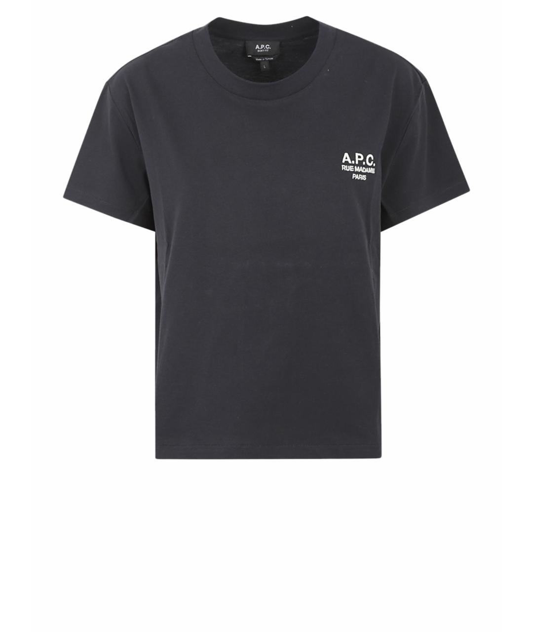 A.P.C. Темно-синяя хлопковая футболка, фото 1