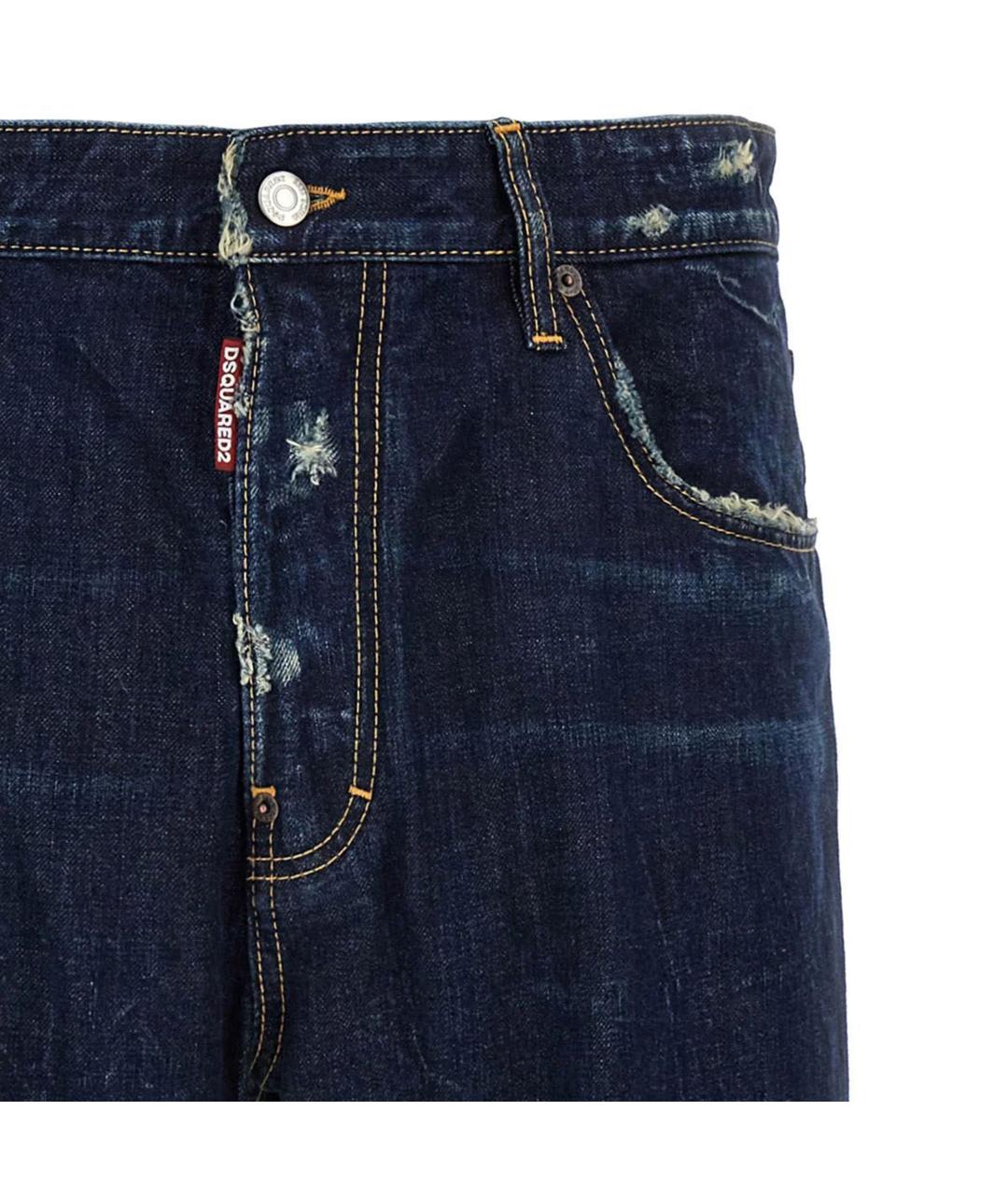 DSQUARED2 Синие хлопковые прямые джинсы, фото 3