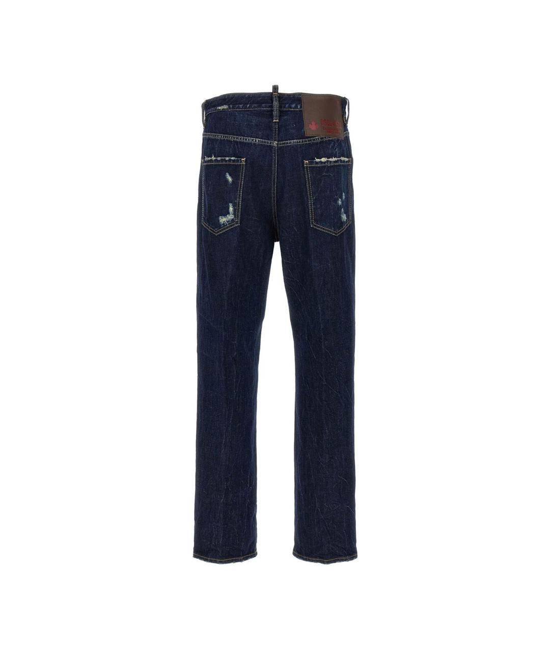 DSQUARED2 Синие хлопковые прямые джинсы, фото 2