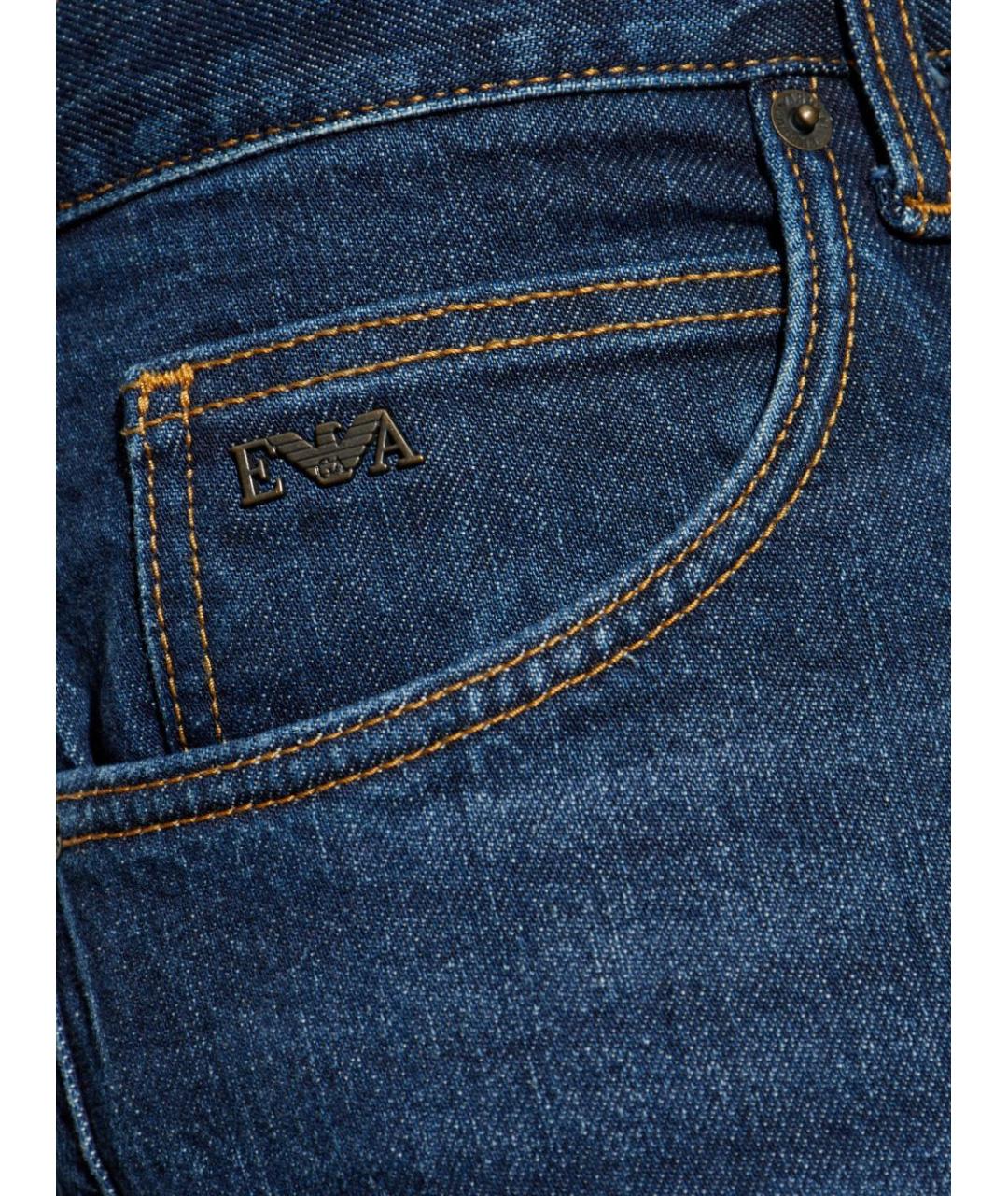 EMPORIO ARMANI Синие хлопковые джинсы скинни, фото 4