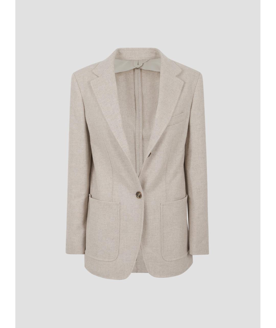 MAX MARA Бежевый шерстяной жакет/пиджак, фото 4