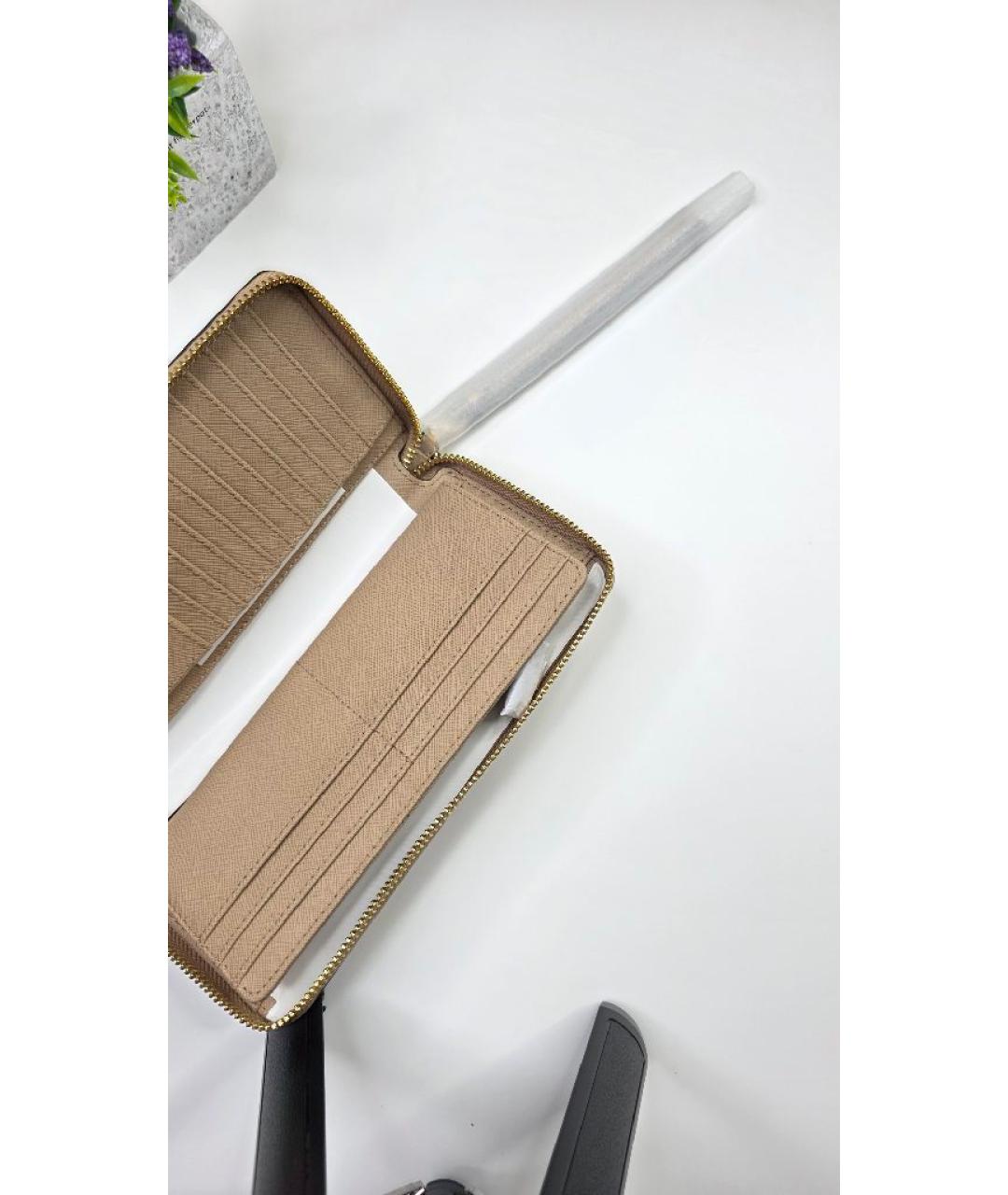 MICHAEL KORS Бежевый кожаный кошелек, фото 4