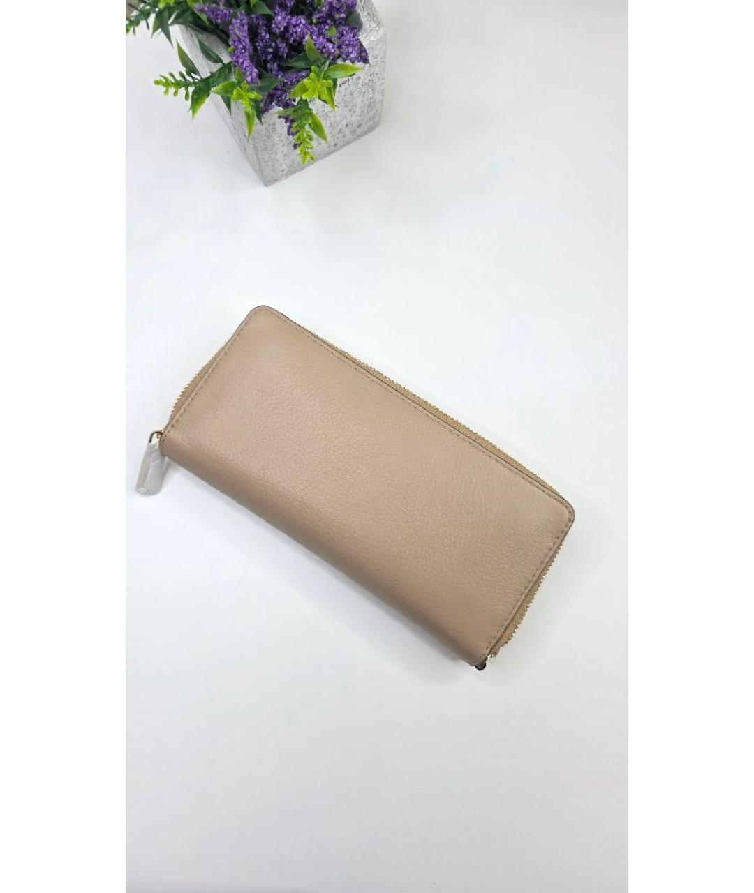 MICHAEL KORS Бежевый кожаный кошелек, фото 2