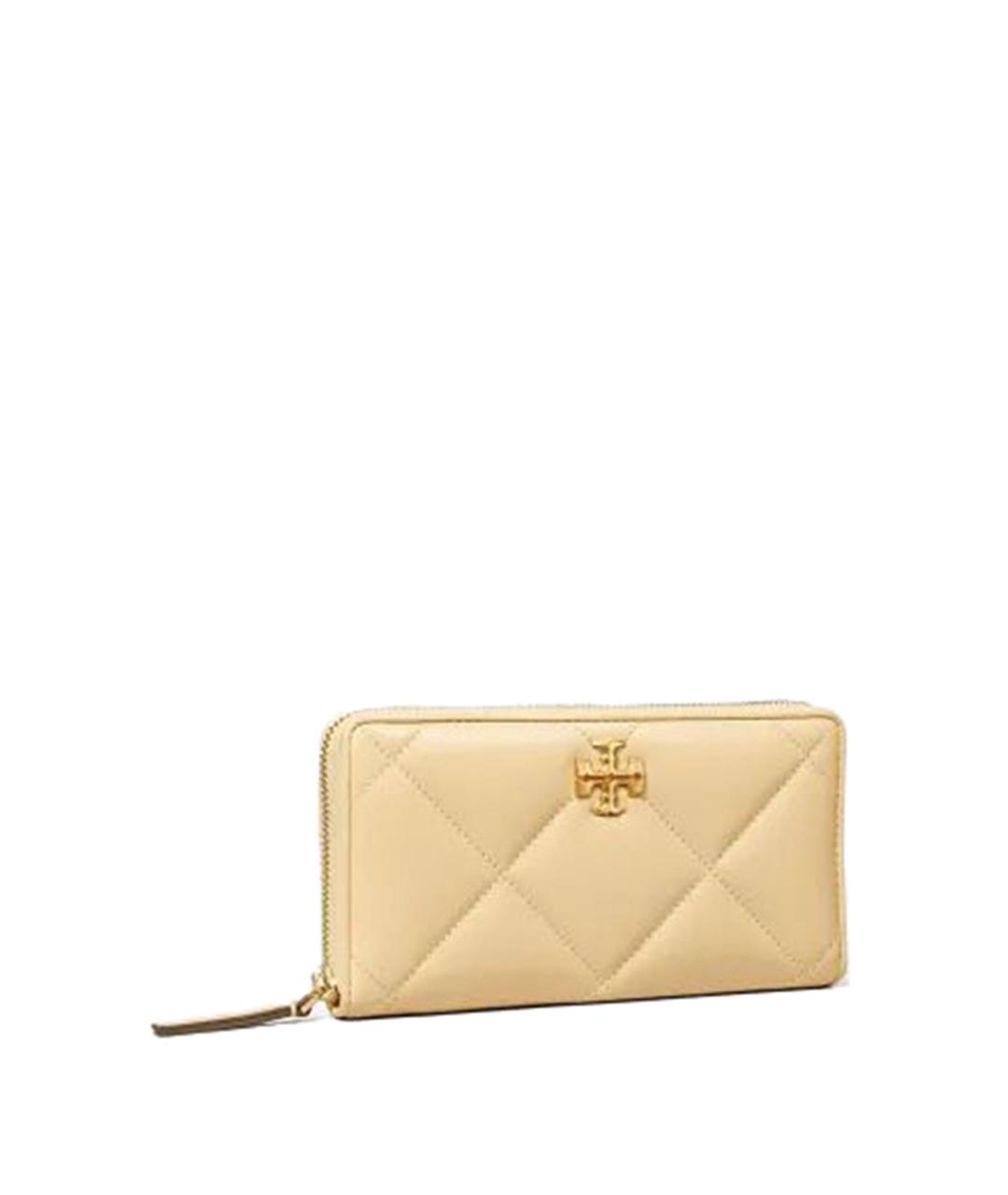 TORY BURCH Бежевый кожаный кошелек, фото 1