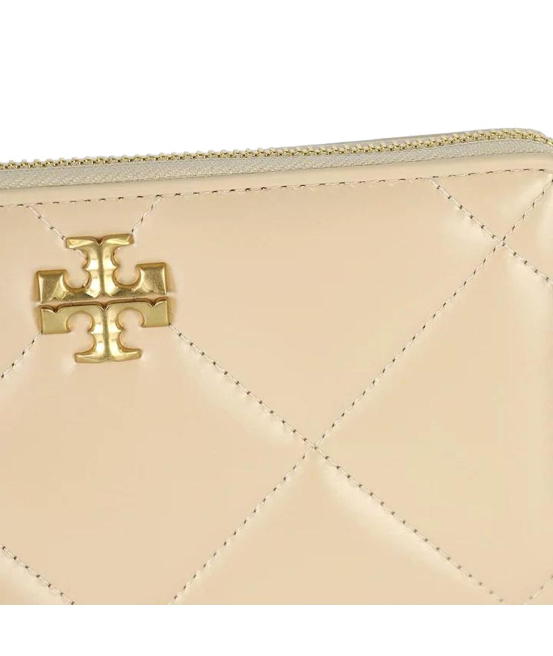 TORY BURCH Бежевый кожаный кошелек, фото 2