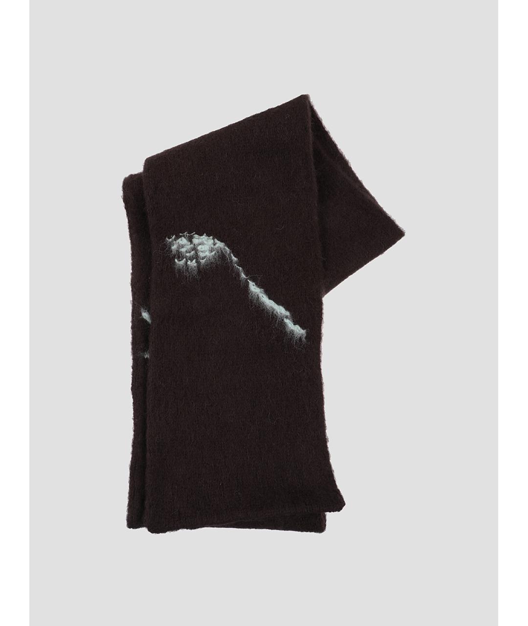 DRIES VAN NOTEN Коричневый шерстяной шарф, фото 2