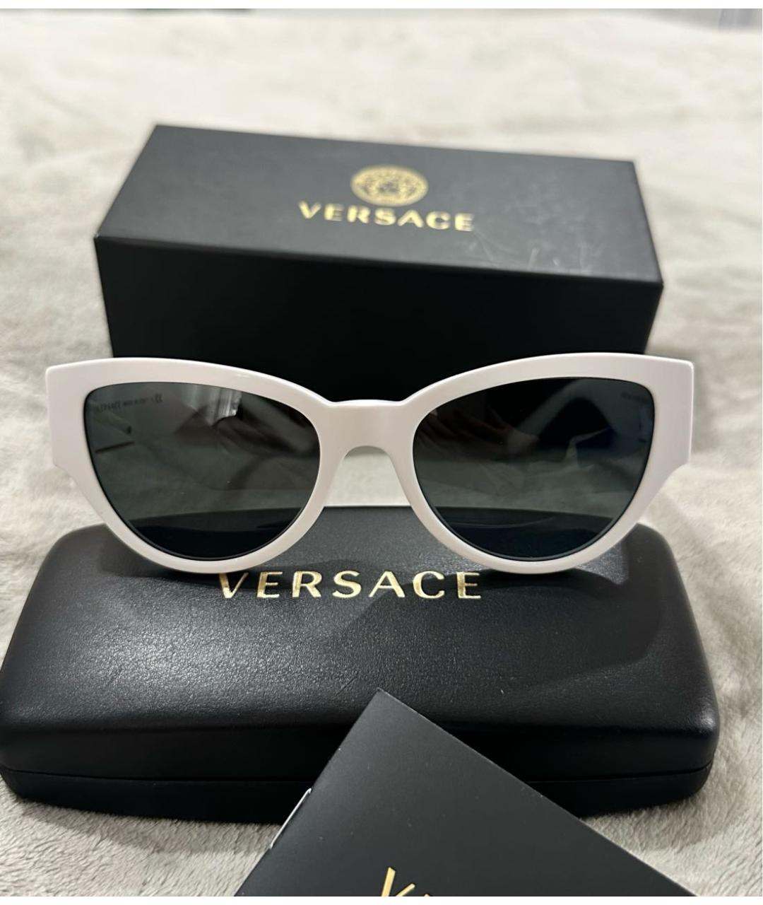 VERSACE Белые пластиковые солнцезащитные очки, фото 2