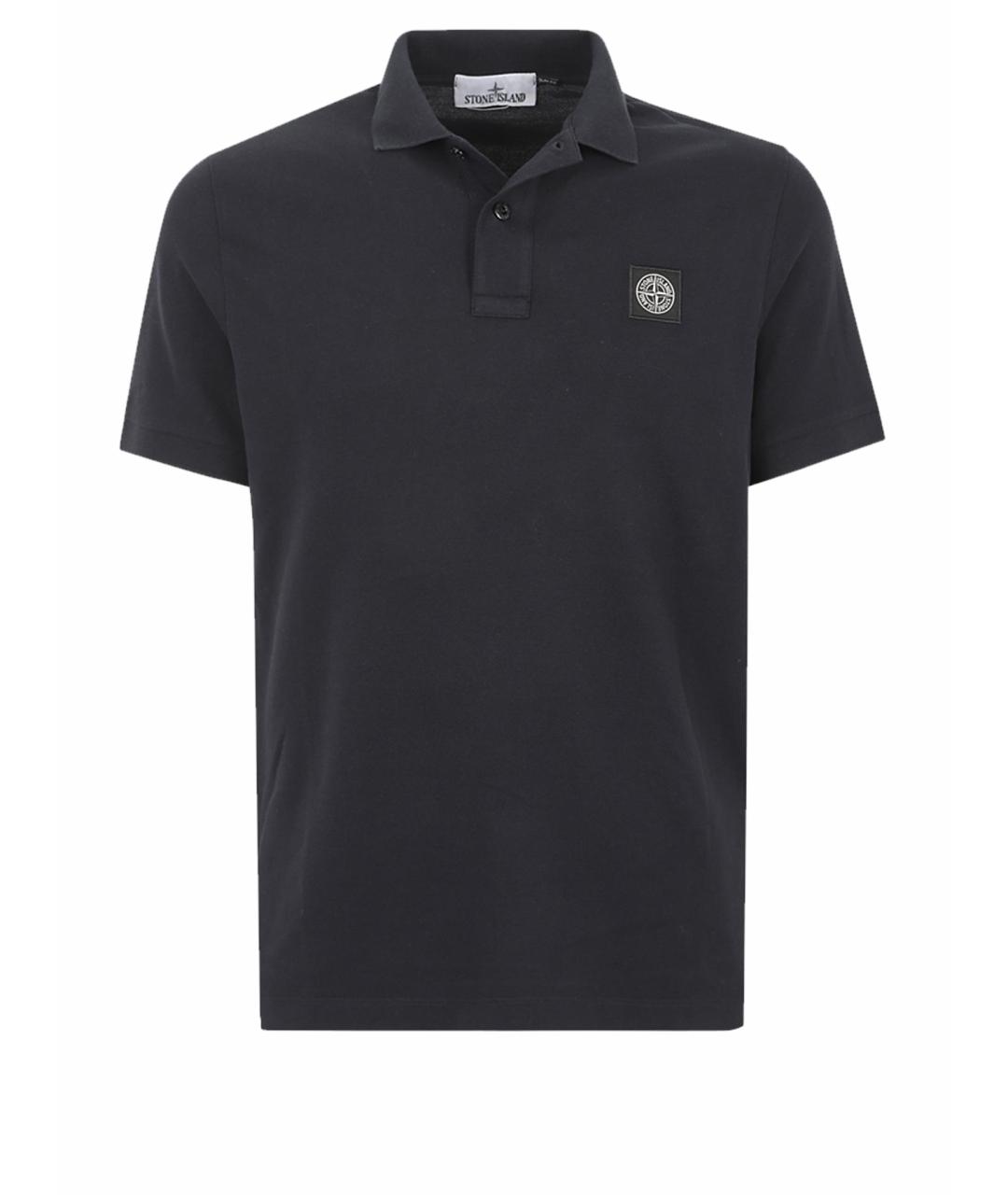 STONE ISLAND Темно-синее хлопковое поло с коротким рукавом, фото 1