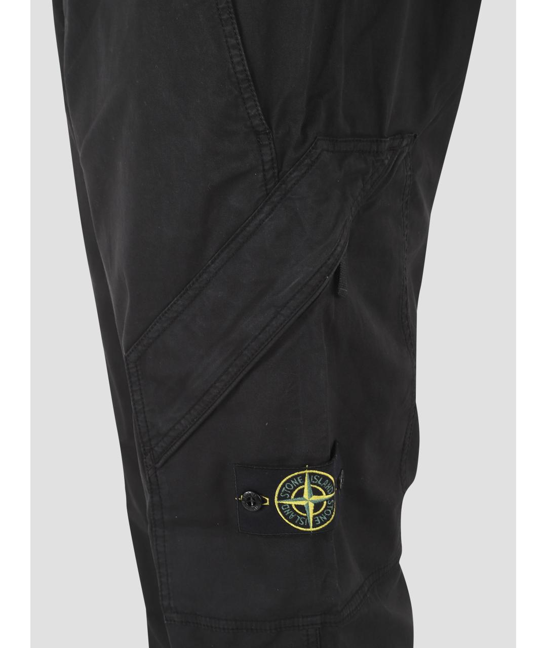 STONE ISLAND Черные хлопковые повседневные брюки, фото 3