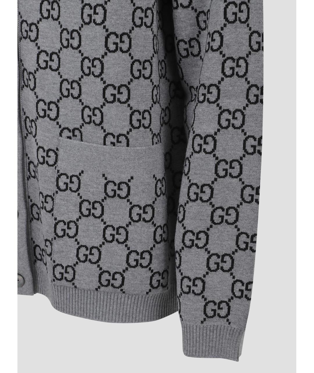 GUCCI Серый шерстяной кардиган, фото 3