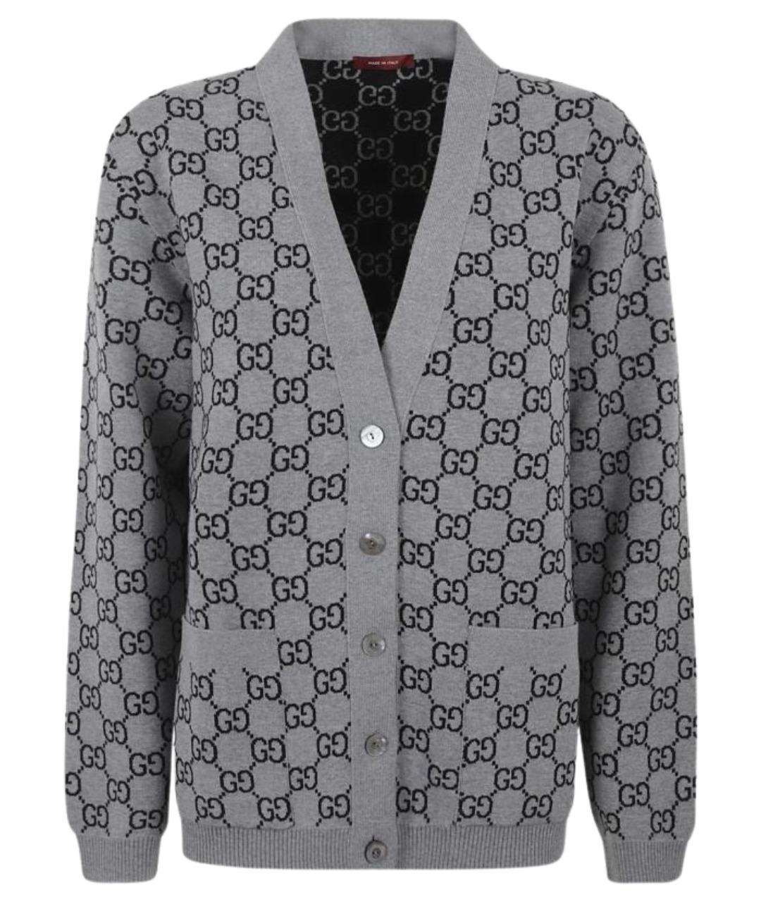 GUCCI Серый шерстяной кардиган, фото 1