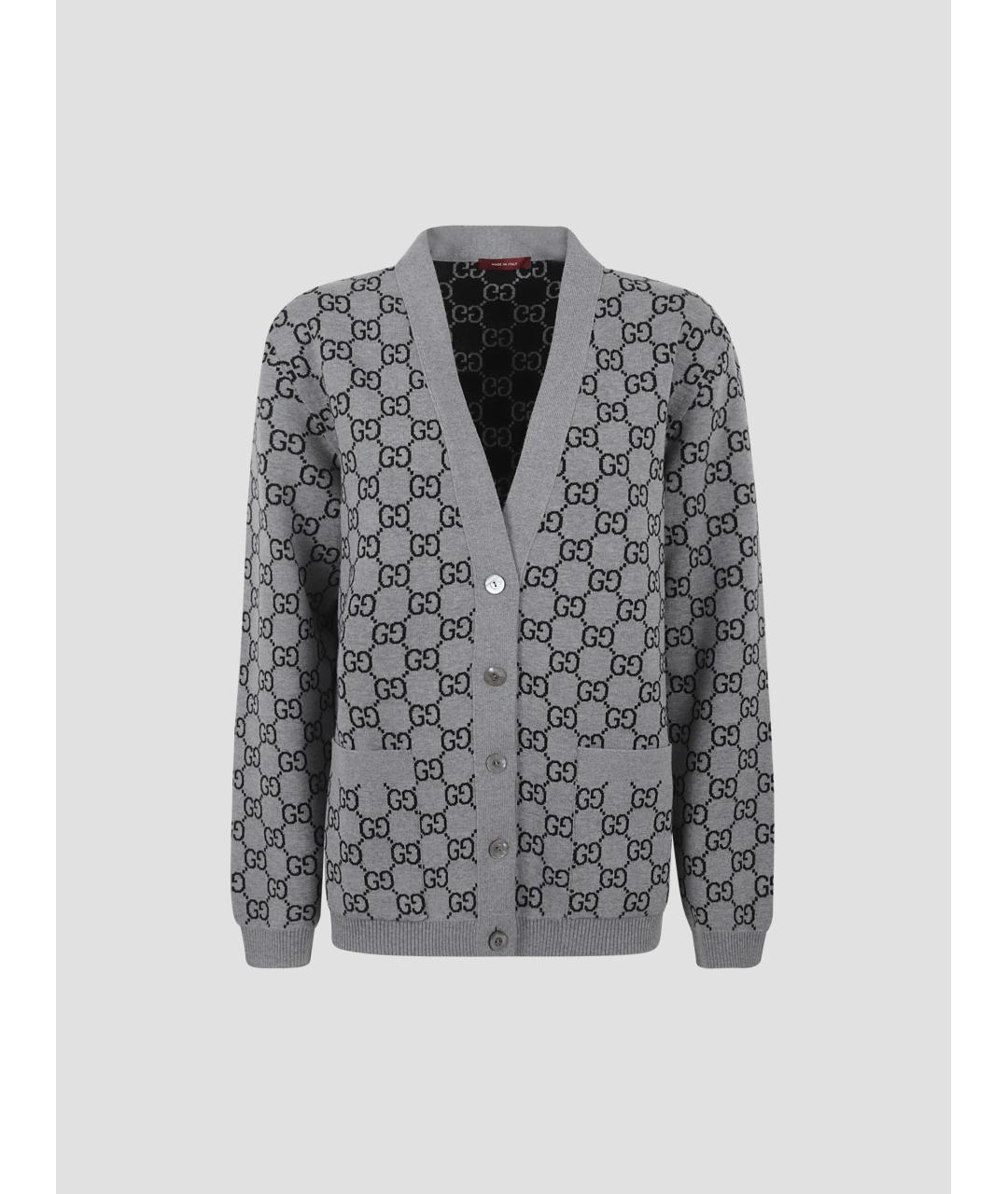 GUCCI Серый шерстяной кардиган, фото 4