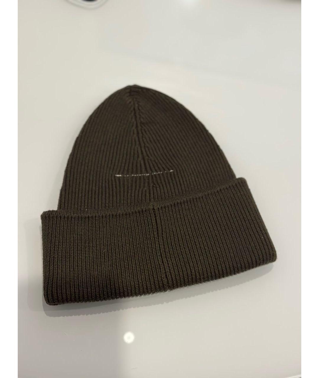 MM6 MAISON MARGIELA Хаки шерстяная шапка, фото 2