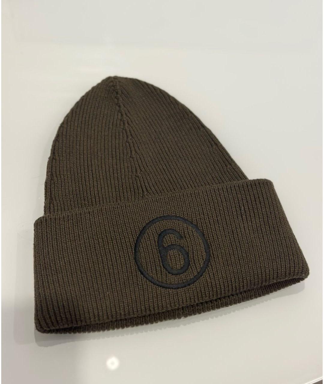 MM6 MAISON MARGIELA Хаки шерстяная шапка, фото 6