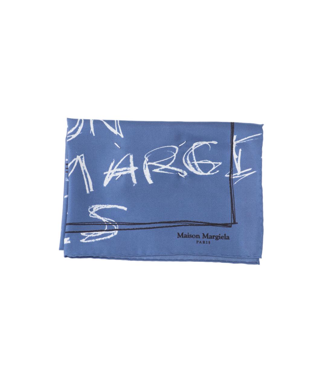 MAISON MARGIELA Синий шелковый шарф, фото 2