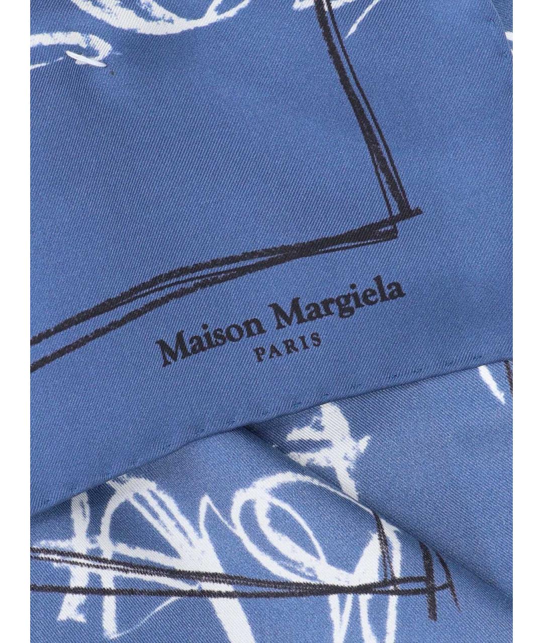 MAISON MARGIELA Синий шелковый шарф, фото 3