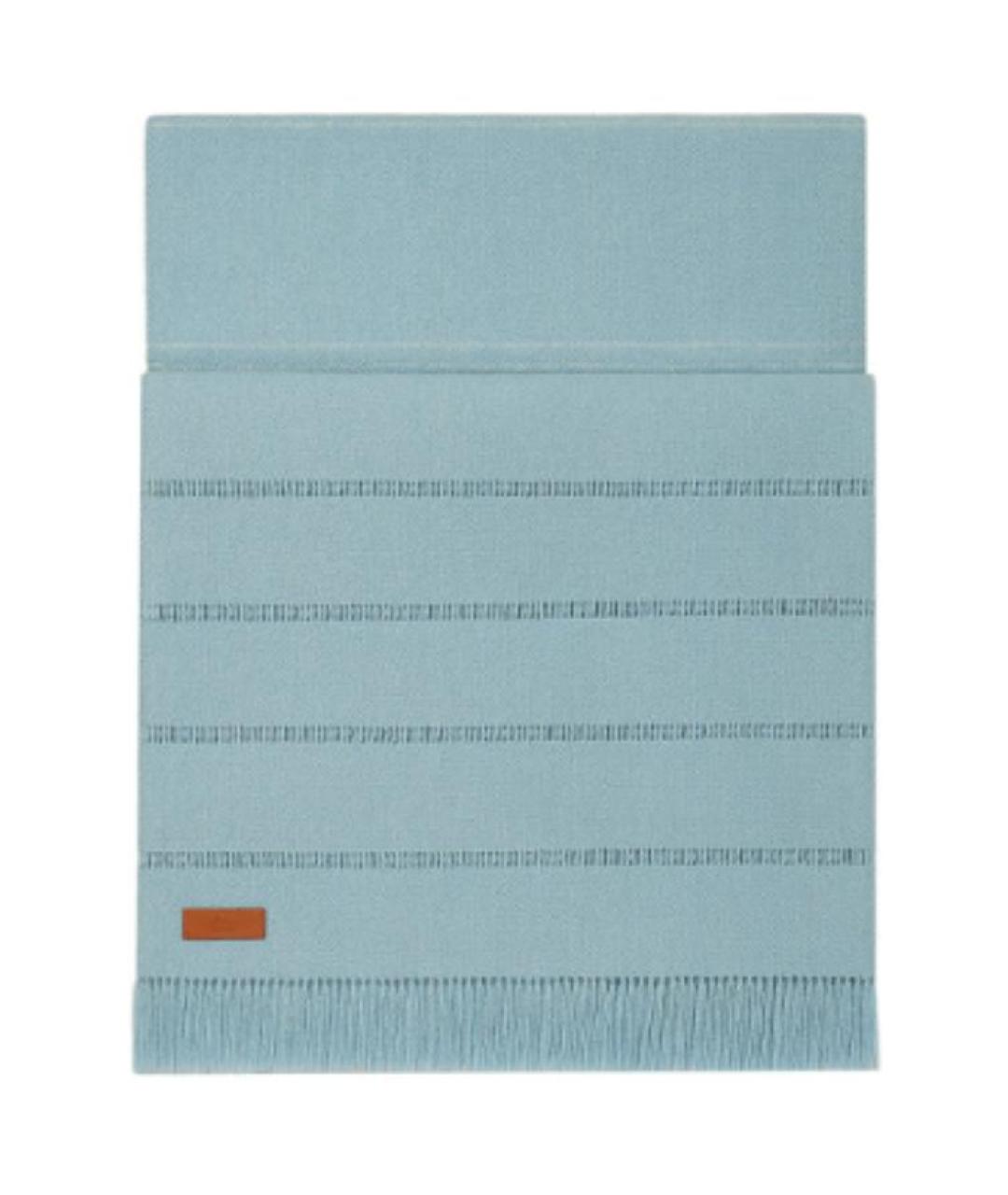 HERMES Голубой кашемировый шарф, фото 2