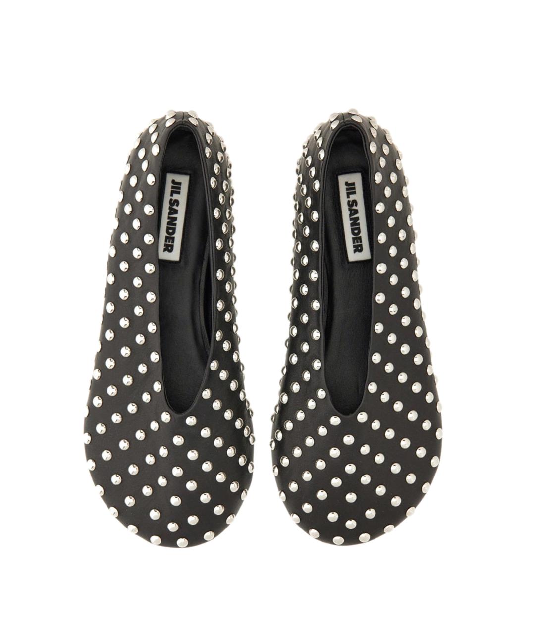 JIL SANDER Черные кожаные балетки, фото 3