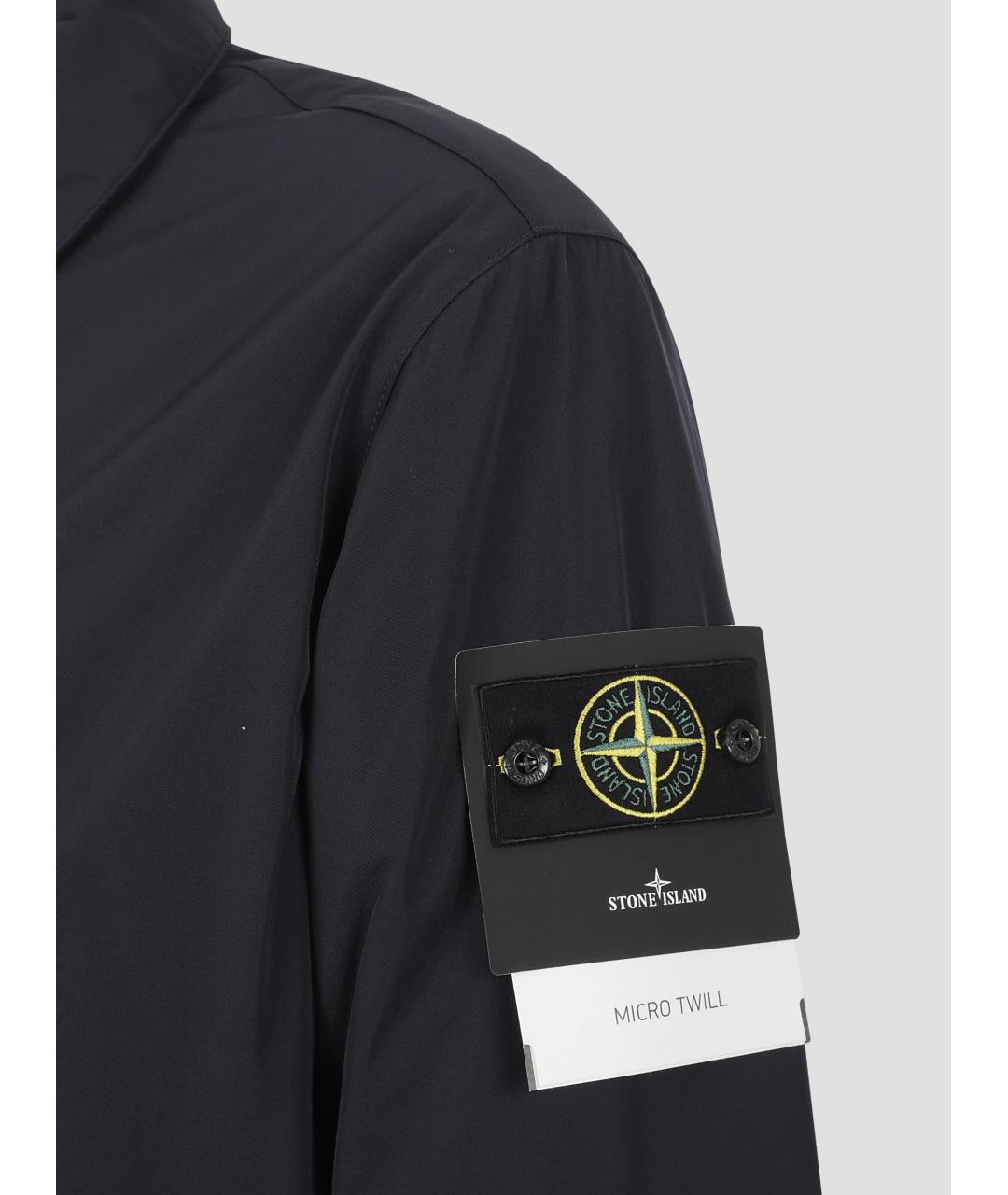 STONE ISLAND Темно-синее полиэстеровое пальто, фото 3