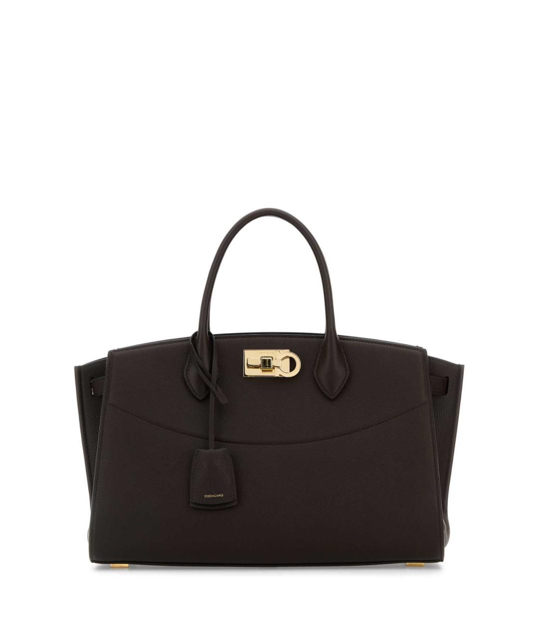 FERRAGAMO Коричневая кожаная сумка с короткими ручками, фото 1