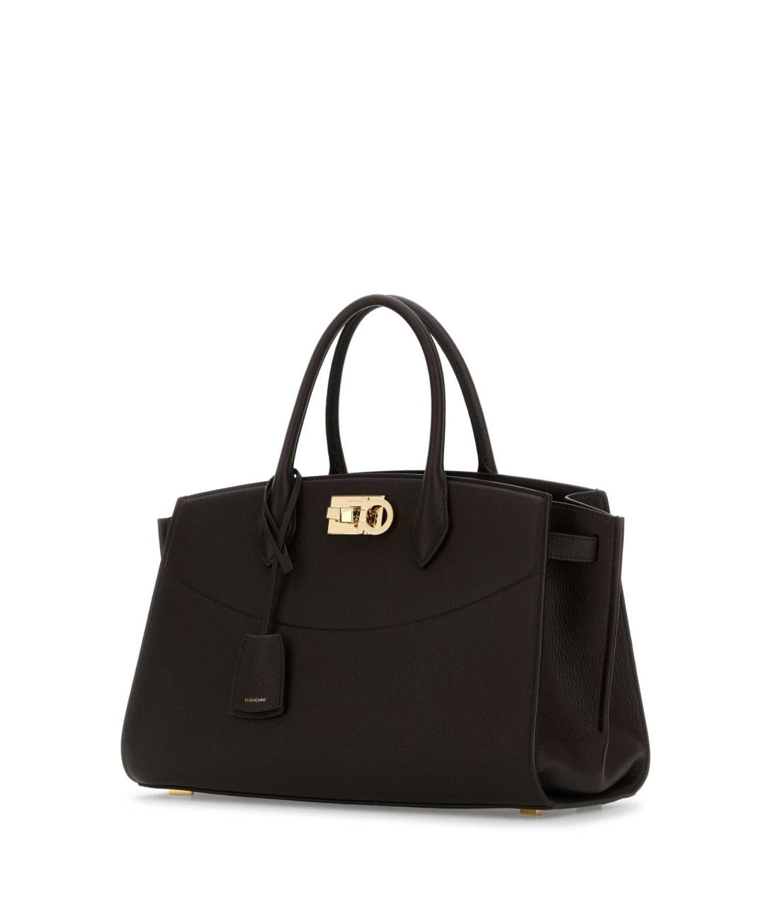 FERRAGAMO Коричневая кожаная сумка с короткими ручками, фото 2