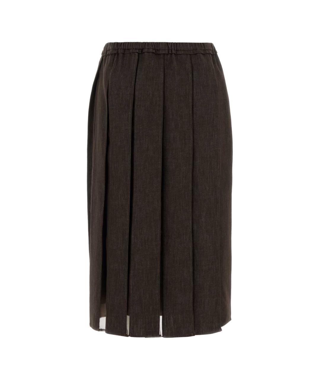 BRUNELLO CUCINELLI Коричневая хлопковая юбка миди, фото 2