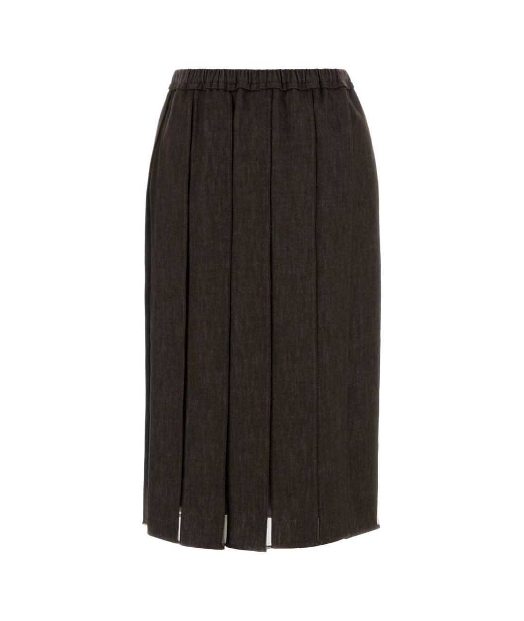 BRUNELLO CUCINELLI Коричневая хлопковая юбка миди, фото 1