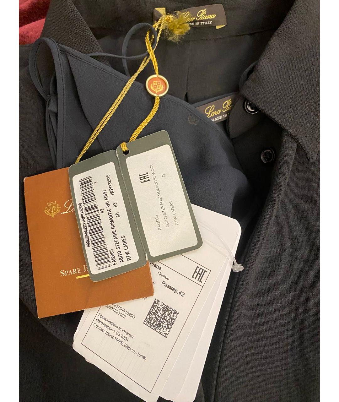 LORO PIANA Черное шерстяное повседневное платье, фото 6