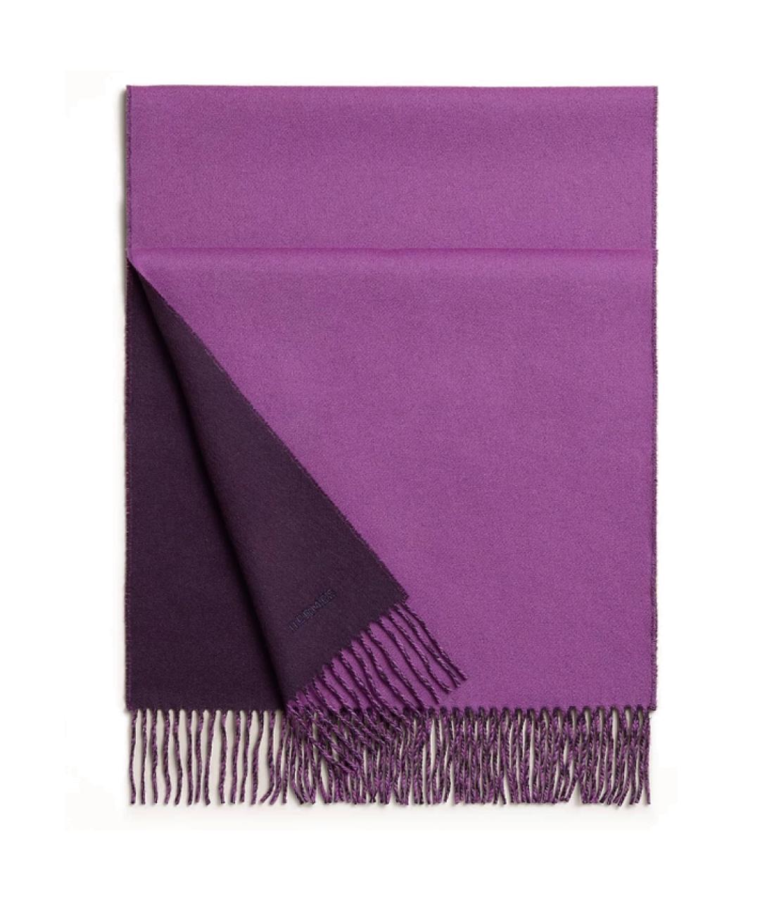 HERMES Фиолетовый кашемировый шарф, фото 1